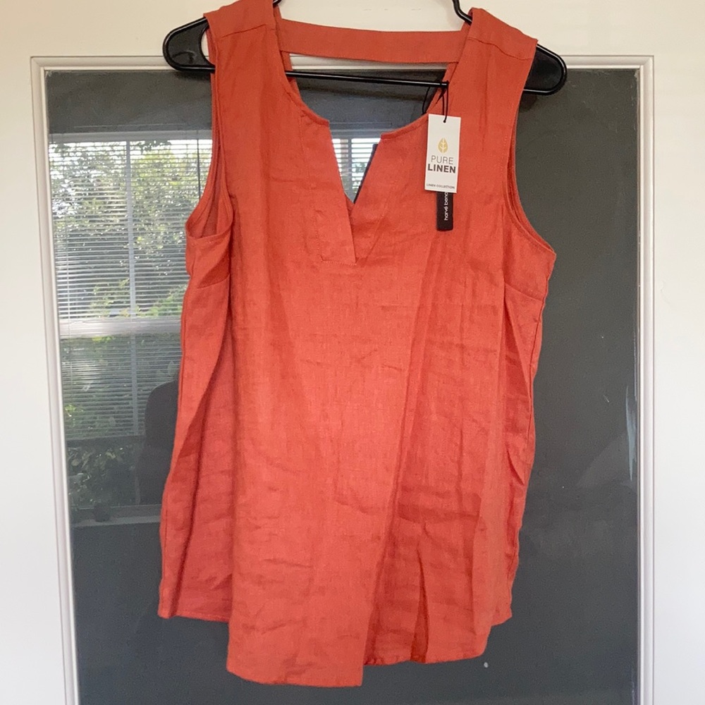 Linen blouse sleeveless orange